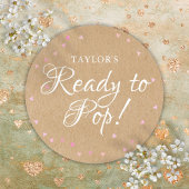 クラフト素朴かわいいピンクのハート準備ができてポップ・アートの ラウンドシール