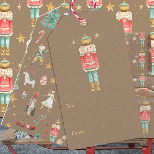 クラフト素朴すべてくるみ割りクリスマス ギフトタグ