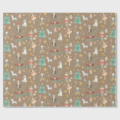 クラフト素朴すべてくるみ割り小さなパターン ラッピングペーパー (フラット)