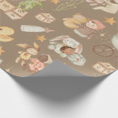 クラフト素朴すべての民族ベビーラージパターン ラッピングペーパー (角)