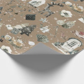 クラフト素朴すべてスカンジナビアのクリスマス2 ラッピングペーパー (角)