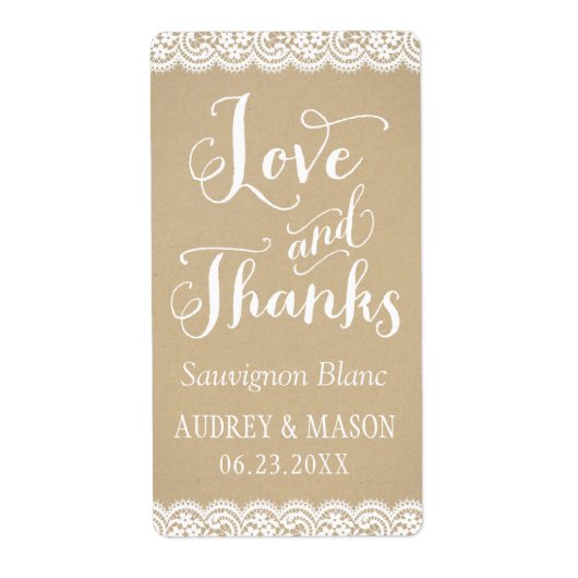 クラフト素朴とレースのワ結婚インの好意 ラベル (正面)