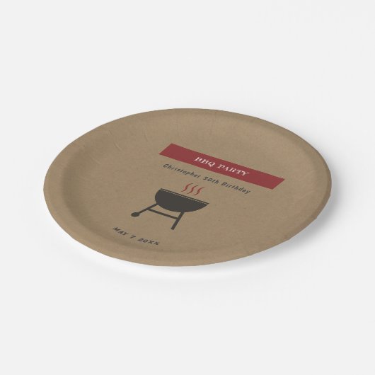 クラフト素朴とBBQパーティー誕生日 ペーパープレート (アングル)