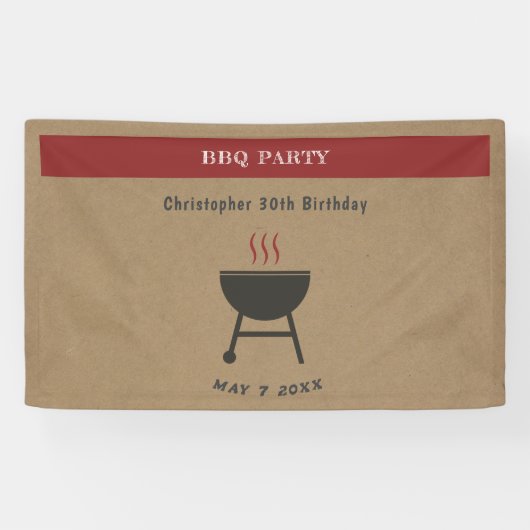 クラフト素朴とBBQパーティー誕生日 横断幕 (横)