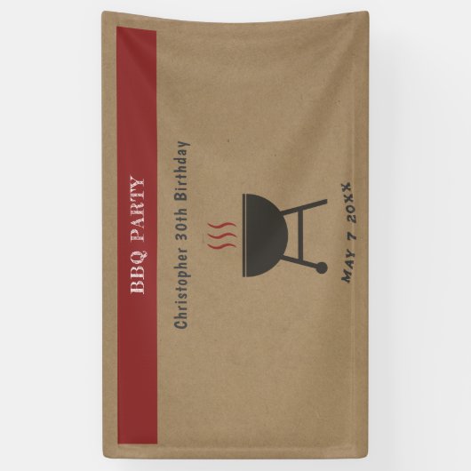 クラフト素朴とBBQパーティー誕生日 横断幕 (縦)