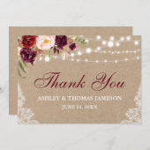 クラフト素朴のフローラライトライ感謝していスB サンキューカード (正面/裏面)