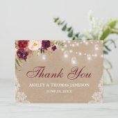 クラフト素朴のフローラ結婚ジャイルライトレース サンキューカード (スタンド正面)