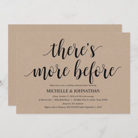 クラフト素朴のリハ結婚ーサルディナー招待状 招待状 (正面/裏面)