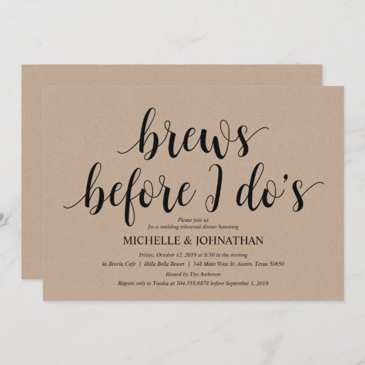 クラフト素朴のリハ結婚ーサルディナー招待状 招待状 (正面/裏面)