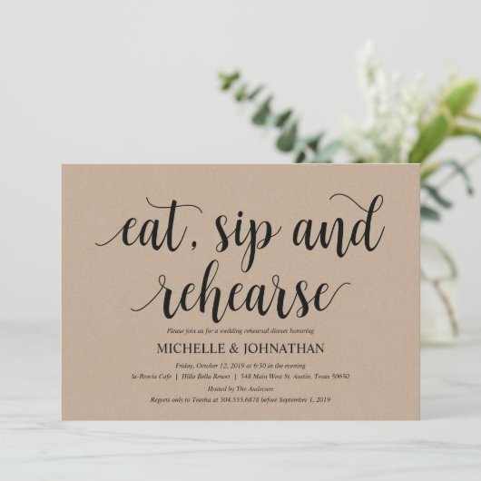 クラフト素朴のリ結婚ハーサルディナー招待状 招待状 (スタンド正面)