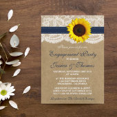 クラフト素朴ひまわり婚約パーティまたはシャワー 招待状