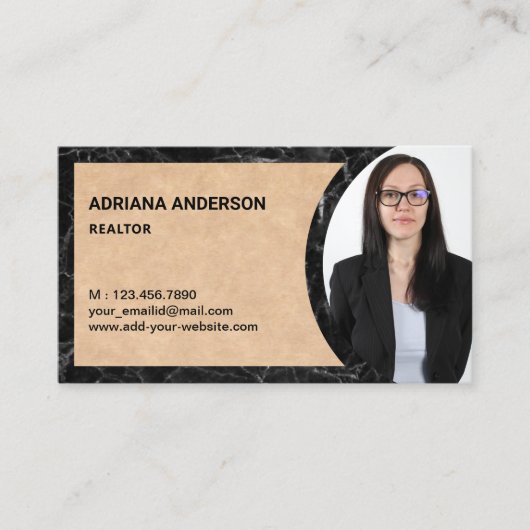 クラフト素朴アンドマーブルエテ実在ート写真不動産仲介業者 名刺 (正面)