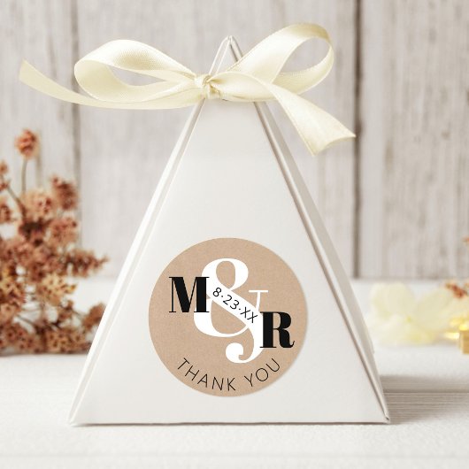 クラフト素朴アンパサンドモノグラム結婚の感謝 ラウンドシール