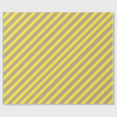 クラフト素朴イエローホワイトワイドストライプホリデー ラッピングペーパー (フラット)