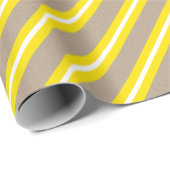 クラフト素朴イエローホワイトワイドストライプホリデー ラッピングペーパー (ロールコーナー)