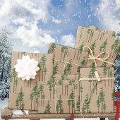 クラフト素朴イースタンパインツリーウッドランドフォレスト ラッピングペーパーシート