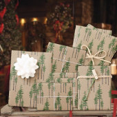 クラフト素朴イースタンパインツリーウッドランドフォレスト ラッピングペーパーシート