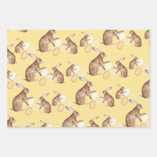 クラフト素朴イースターバニー共有イースターエッグ狩り ラッピングペーパーシート (正面3)