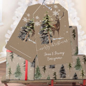 クラフト素朴ウィンターウッドランドスタッグメリークリスマス ギフトタグ