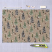 クラフト素朴ウィンターウッドランドスノーウィーススプルース&スタッグ 薄葉紙 (クラフト)
