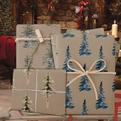 クラフト素朴ウィンターウッドランドスプルスシダーパイン ラッピングペーパーシート