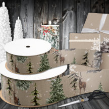 クラフト素朴ウィンターウッドランドスプルスツリーズトナカイ