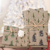 クラフト素朴ウィンターウッドランドスプルスツリートナカイ ラッピングペーパーシート