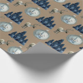 クラフト素朴ウィンターウッドランドスプルチェスタッグオーナメント ラッピングペーパー (角)