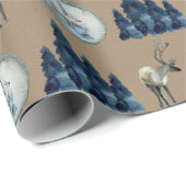 クラフト素朴ウィンターウッドランドスプルチェスタッグオーナメント ラッピングペーパー (ロールコーナー)