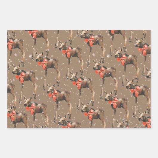 クラフト素朴ウィンターウッドランドベビーハレディアモース ラッピングペーパーシート (正面3)