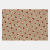 クラフト素朴ウィンタークリスマスツリーと雪の包み ラッピングペーパーシート (正面3)