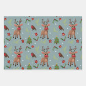 クラフト素朴ウィンタークリスマスツリーと雪の包み ラッピングペーパーシート (正面)