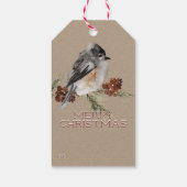 クラフト素朴ウィンタースパローオンパインブランチ ギフトタグ (裏面)