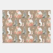 クラフト素朴ウィンターホリデーギフト与えズ・アニマルズ ラッピングペーパーシート (正面2)