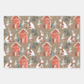 クラフト素朴ウィンターホリデーギフト与えズ・アニマルズ ラッピングペーパーシート (正面)