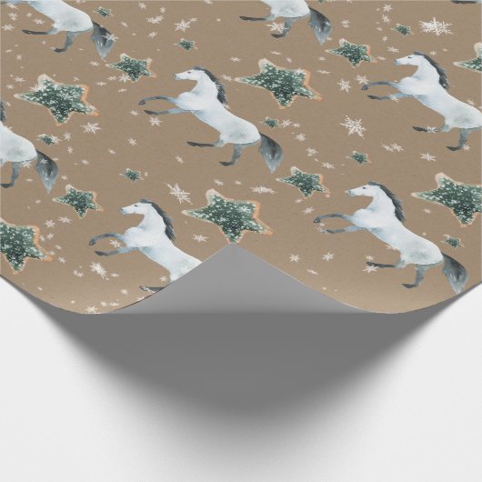 クラフト素朴ウィンターホワイトホーススターシュガークッキー ラッピングペーパー (角)