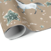 クラフト素朴ウィンターホワイトホーススターシュガークッキー ラッピングペーパー (ロールコーナー)