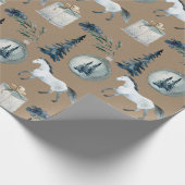 クラフト素朴ウィンターホワイトホース&ブルースプルース2 ラッピングペーパー (角)