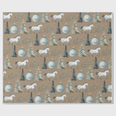 クラフト素朴ウィンターホワイトホース&ブルースプルース ラッピングペーパー (フラット)