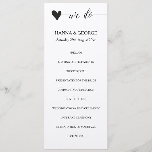 クラフト素朴ウェディングプログラムハート プログラム (正面)