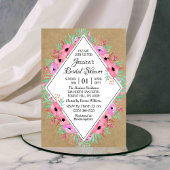 クラフト素朴ウォーターカラーフラワーズブライダルシャワー 招待状