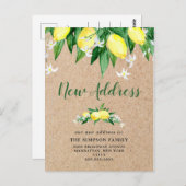 クラフト素朴ウォーターカラーレモンの移動発表 ポストカード (正面/裏面)