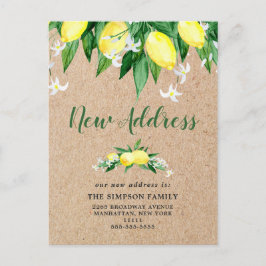 クラフト素朴ウォーターカラーレモンの移動発表 ポストカード