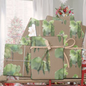 クラフト素朴ウォーターカラー木版木のシーンの景品 ラッピングペーパーシート