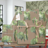 クラフト素朴ウォーターカラー木版木のシーンの景品 ラッピングペーパーシート