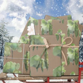 クラフト素朴ウォーターカラー木版木のシーンの景品 ラッピングペーパーシート