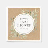 クラフト素朴ウォーターカラー緑のベビーシャワー スタンダードカクテルナプキン (正面)