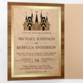 クラフト素朴ウッドフェアユタールキャッスル結婚の写真 三つ折り招待状 (内部最初)