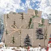 クラフト素朴ウッドランドパインとスプルースの木マット ラッピングペーパーシート