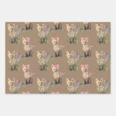 クラフト素朴ウッドランドベビーアニマルズキツネベアーウルフ ラッピングペーパーシート (正面)